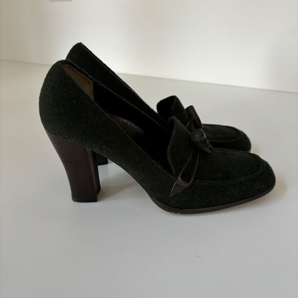 Dolce & Gabbana Green Wool Loafer Heels w/Toggle Buttons Sz 40 - Picture 3 of 10